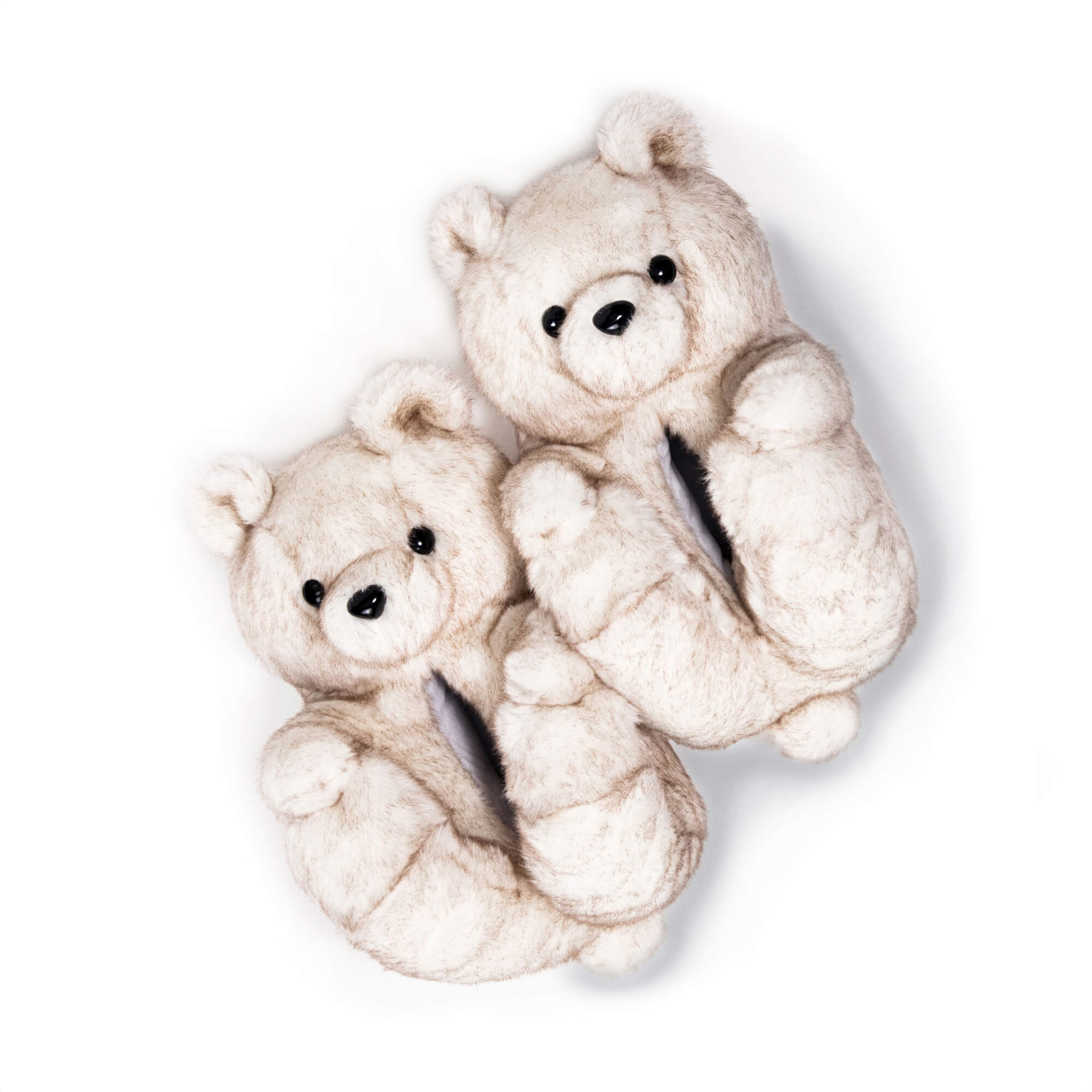 large big white teddy bears slippers shoes on a white background