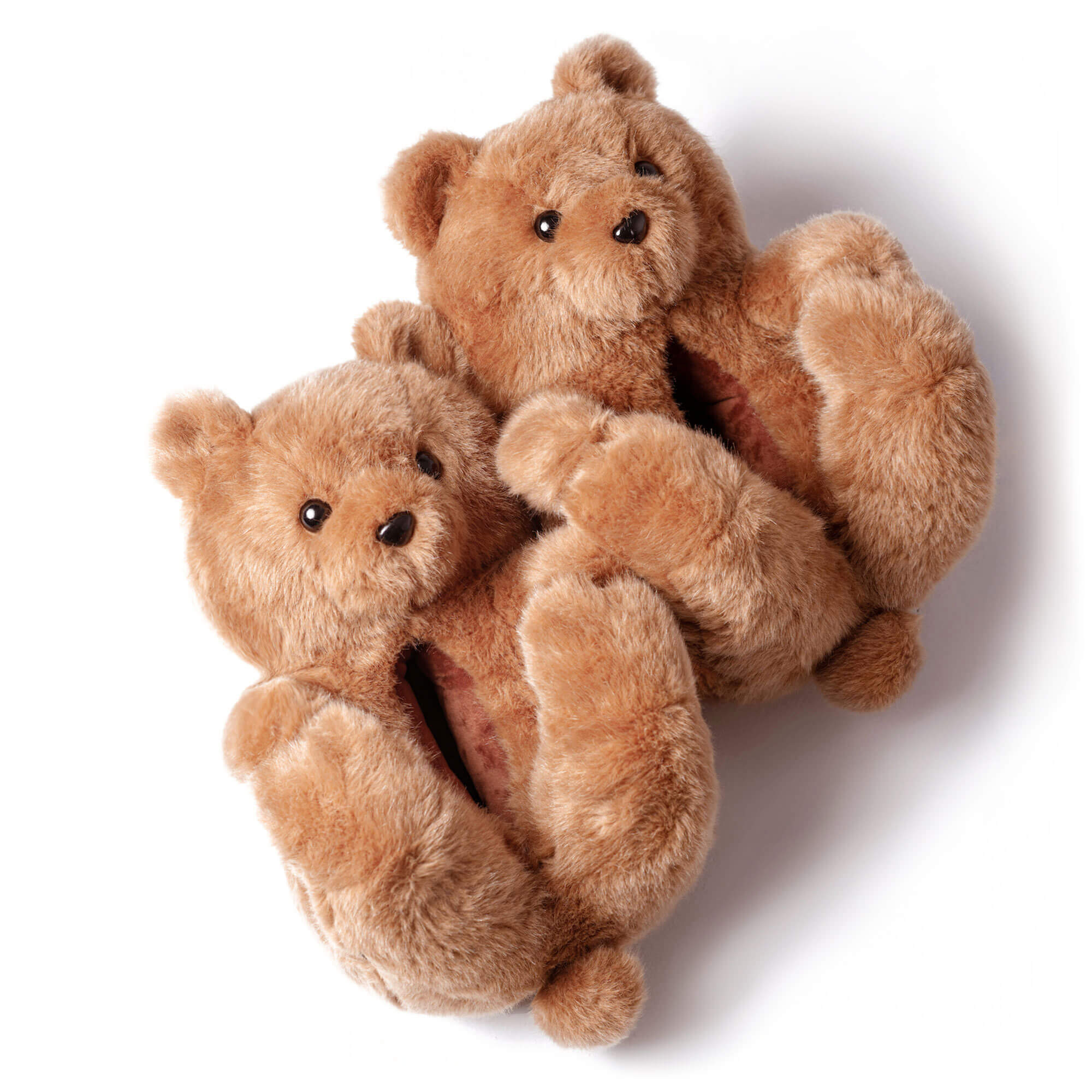 brown plush toy teddy bear slippers shoes on a white background