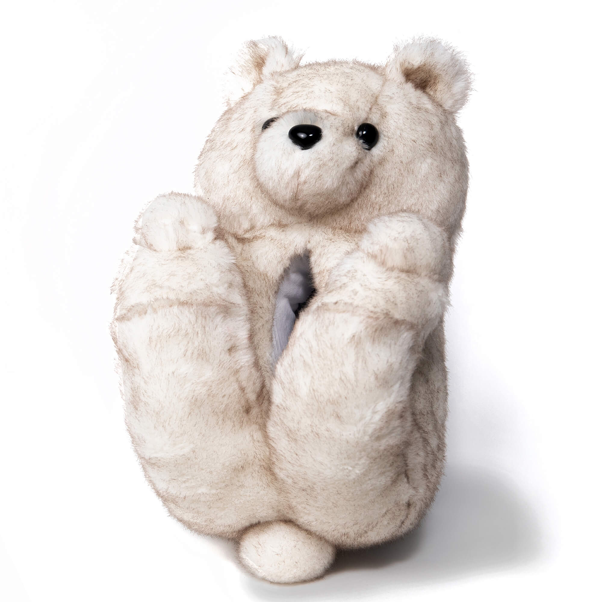 large big white teddy bears slippers shoes on a white background