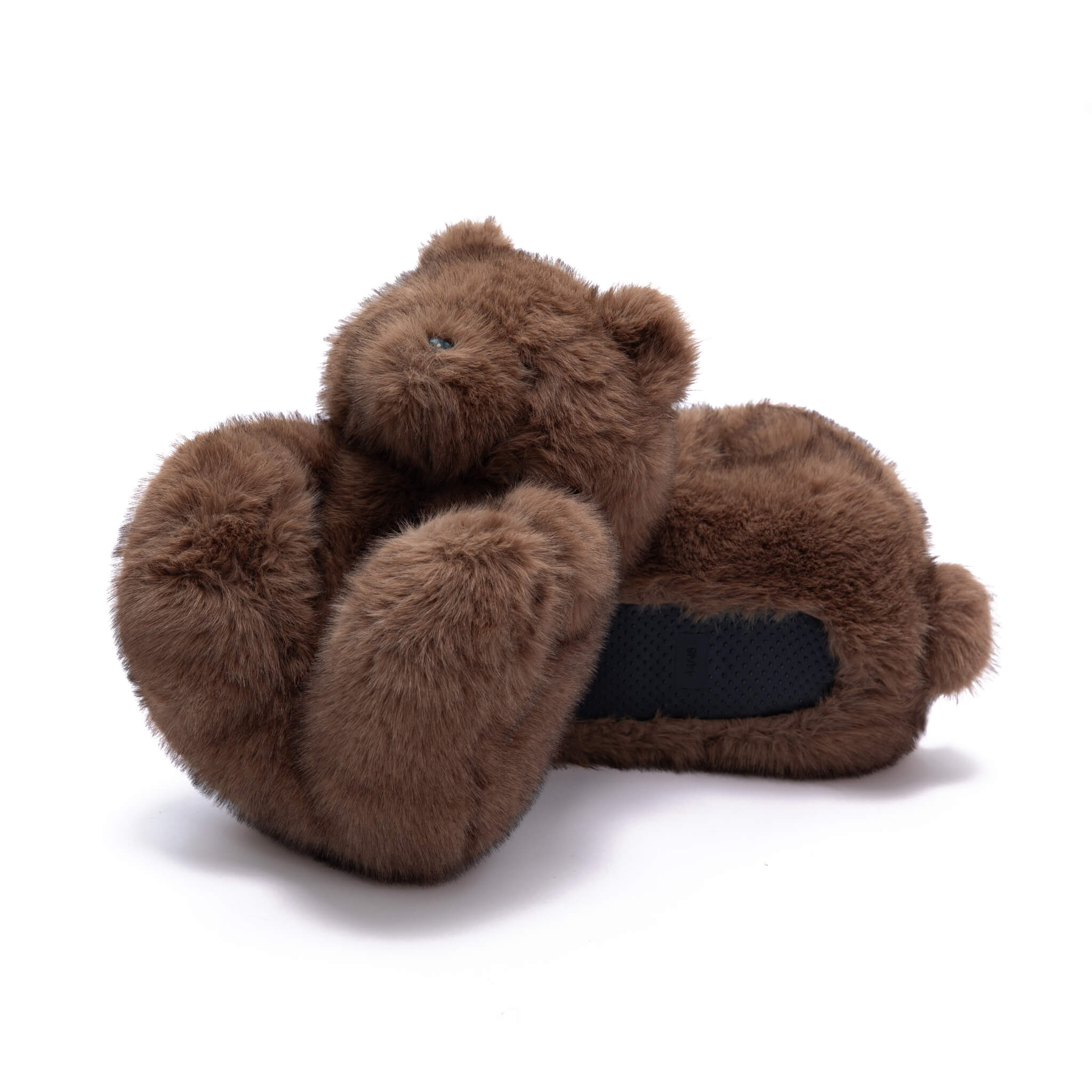 Brown chocolate fuzzy slippers shoes 